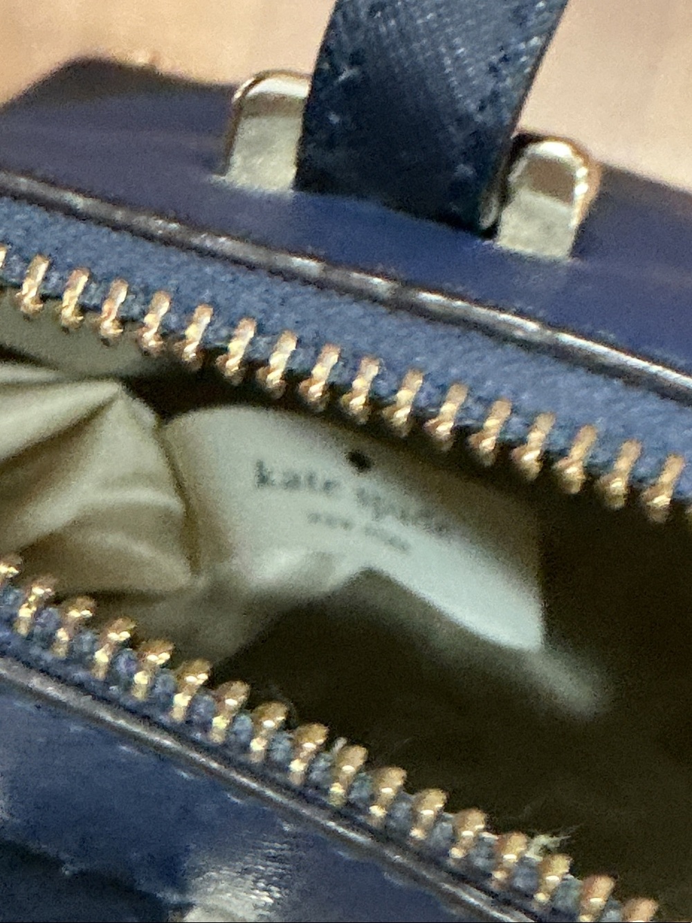 Kate Spade New York Blue Structured Satchel Crossbody Purse Gold Chain - Picture 5 of 8